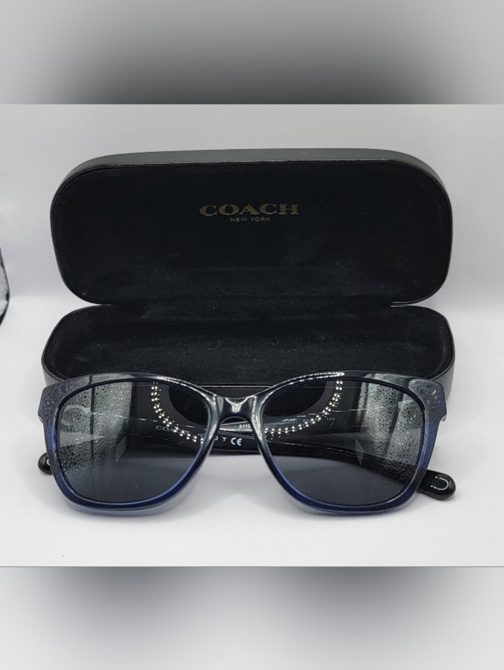 COACH Transparent Navy Women's Eyeglass Frames Only Lenses Have Prescription
